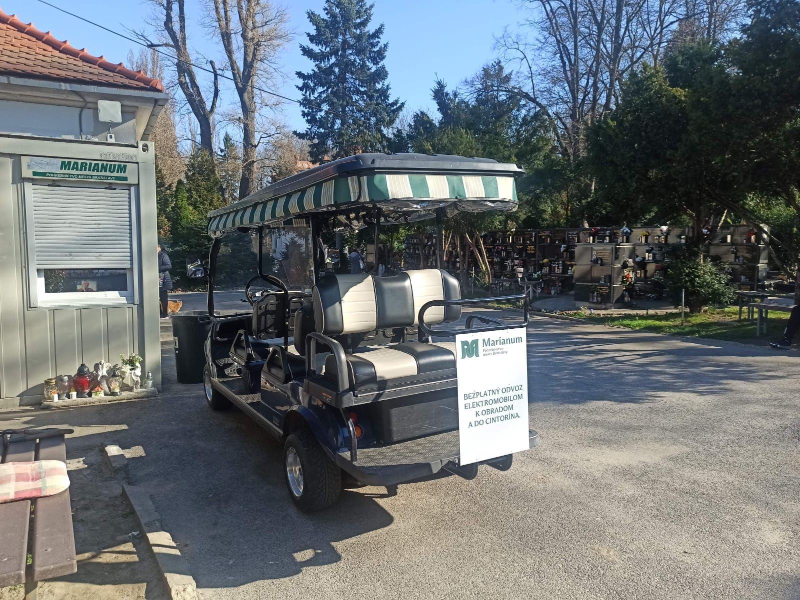 Elektromobil na cintoríne Slávičie údolie